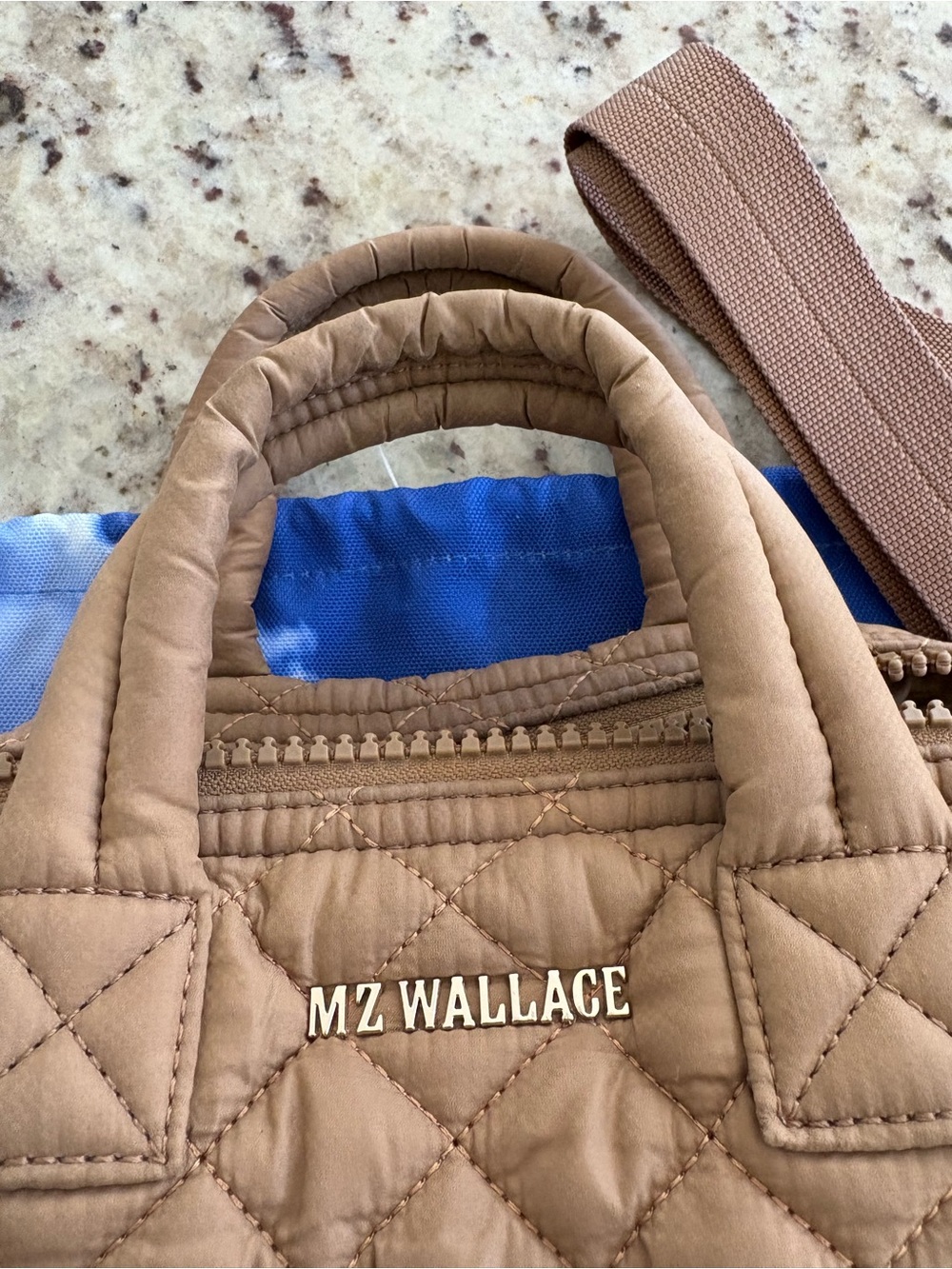 MZ Wallace Micro Sutton Quilted Crossbody Bag Caramel - Picture 12 of 16